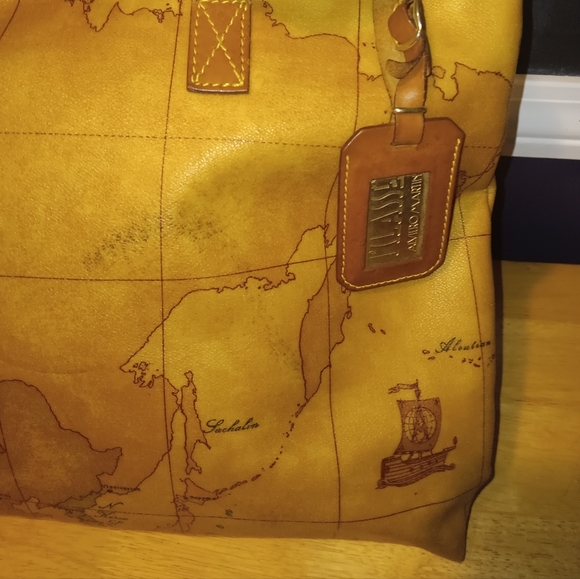 Alviero Martini Brown Map Print Tote Bag - Picture 3 of 5